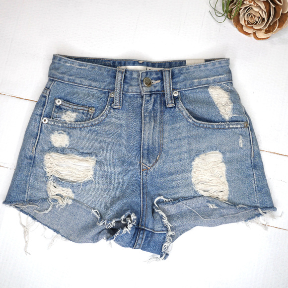 Lovers + Friends Pants - Lovers + Friends distressed jean high waist shorts